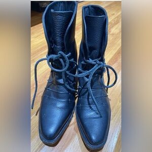 John Fluevog Autry Luana Lace Up Ankle boots Black Women's Size 8.5